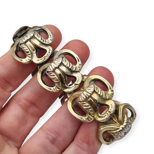 French Art Deco bracelet in vermeil silver, geometric design, circa 1920