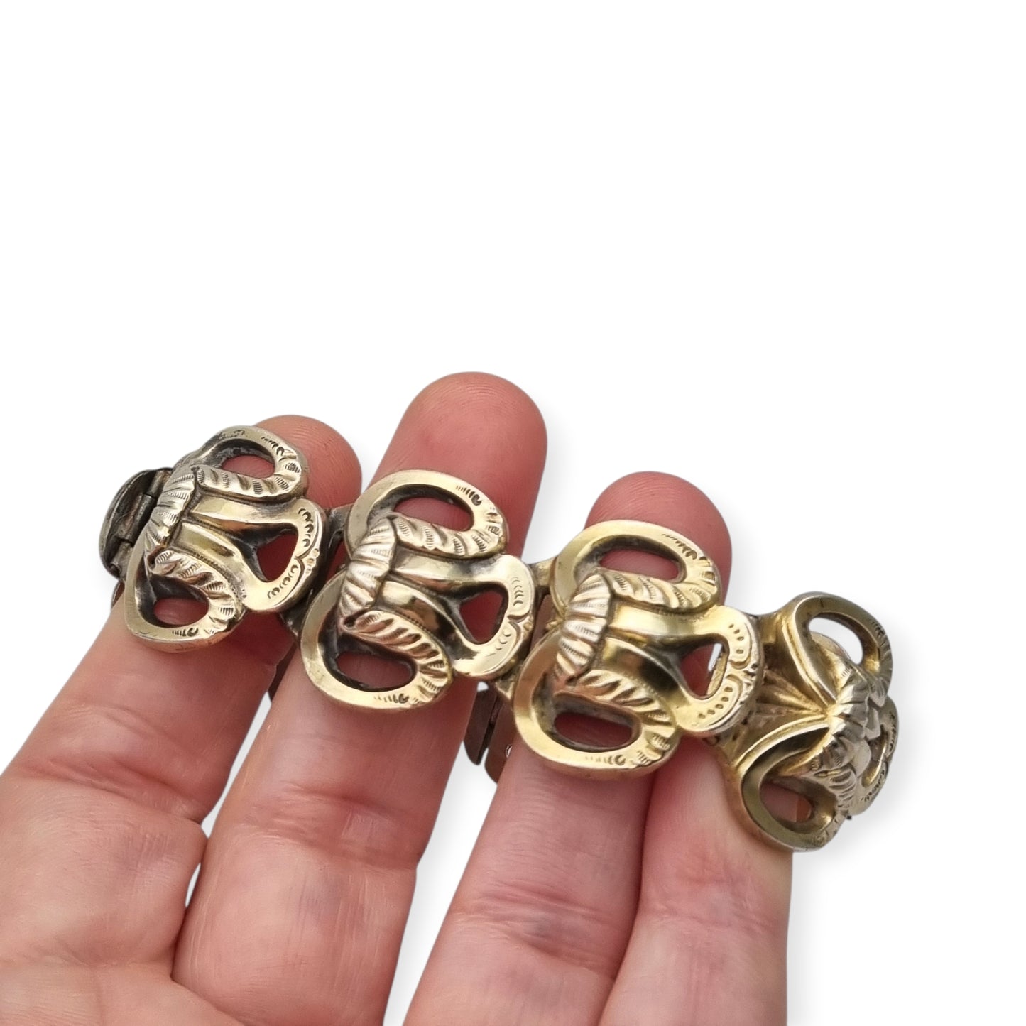 Brazalete francés Art Déco en plata vermeil diseño geométrico circa 1920