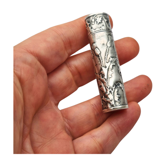Art Nouveau ointment bottle for chatelaine in silver, circa 1900