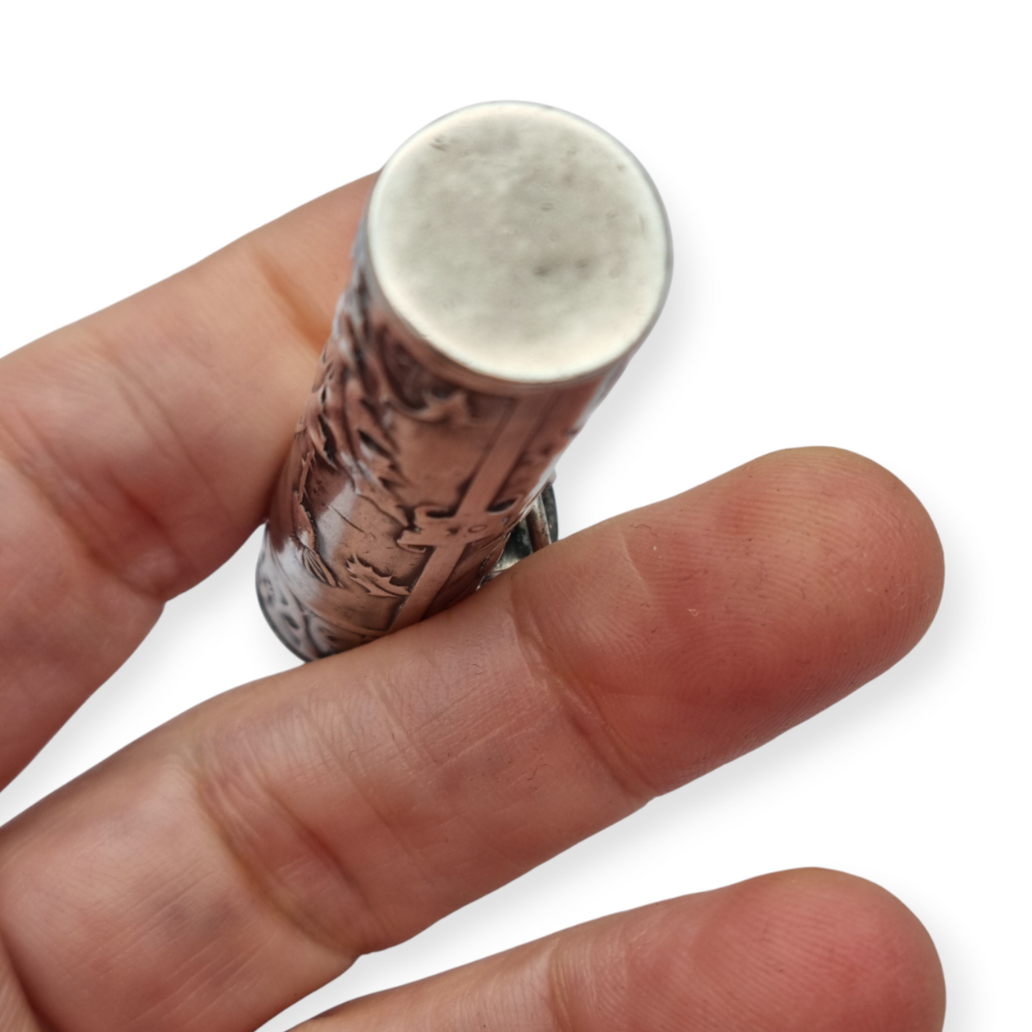 Art Nouveau ointment bottle for chatelaine in silver, circa 1900