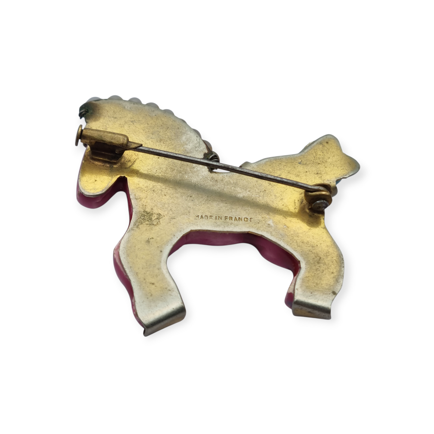 Horse brooch in glazed ceramic, Made in France