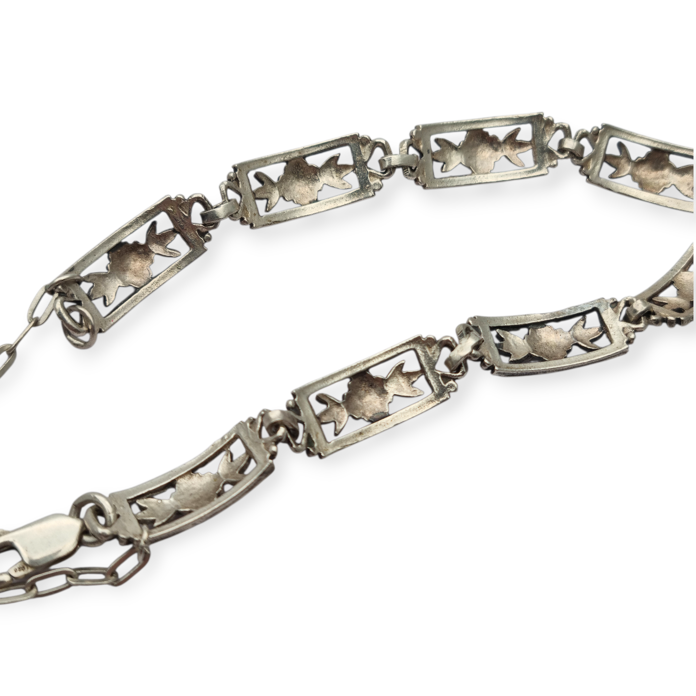 Vintage Spanish bracelet from the 60s-70s in 925 silver with floral links