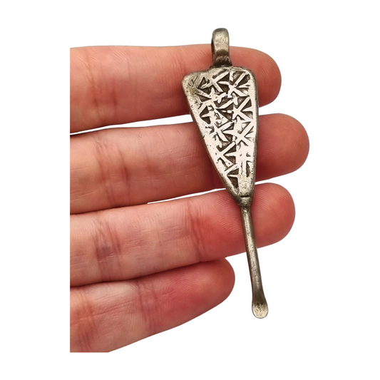 Colgante cuchara étnico de plata Etiopía hecho a mano uso tradicional
