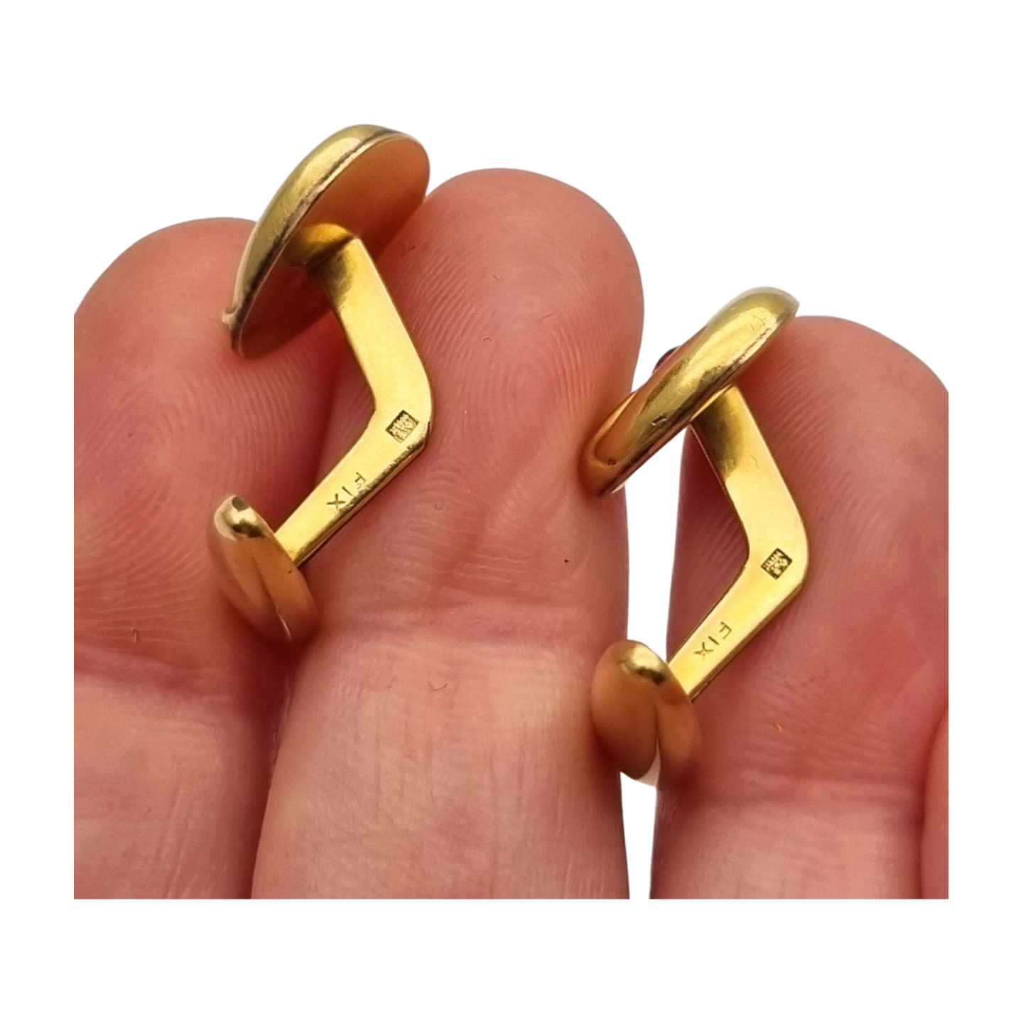 Art Deco Cufflinks gold plated pink stone, France circa 1940