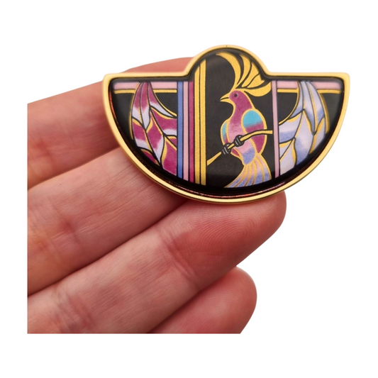 Vintage Michaela Frey Team Enamel Bird Brooch, Art Deco, circa 1970-1980