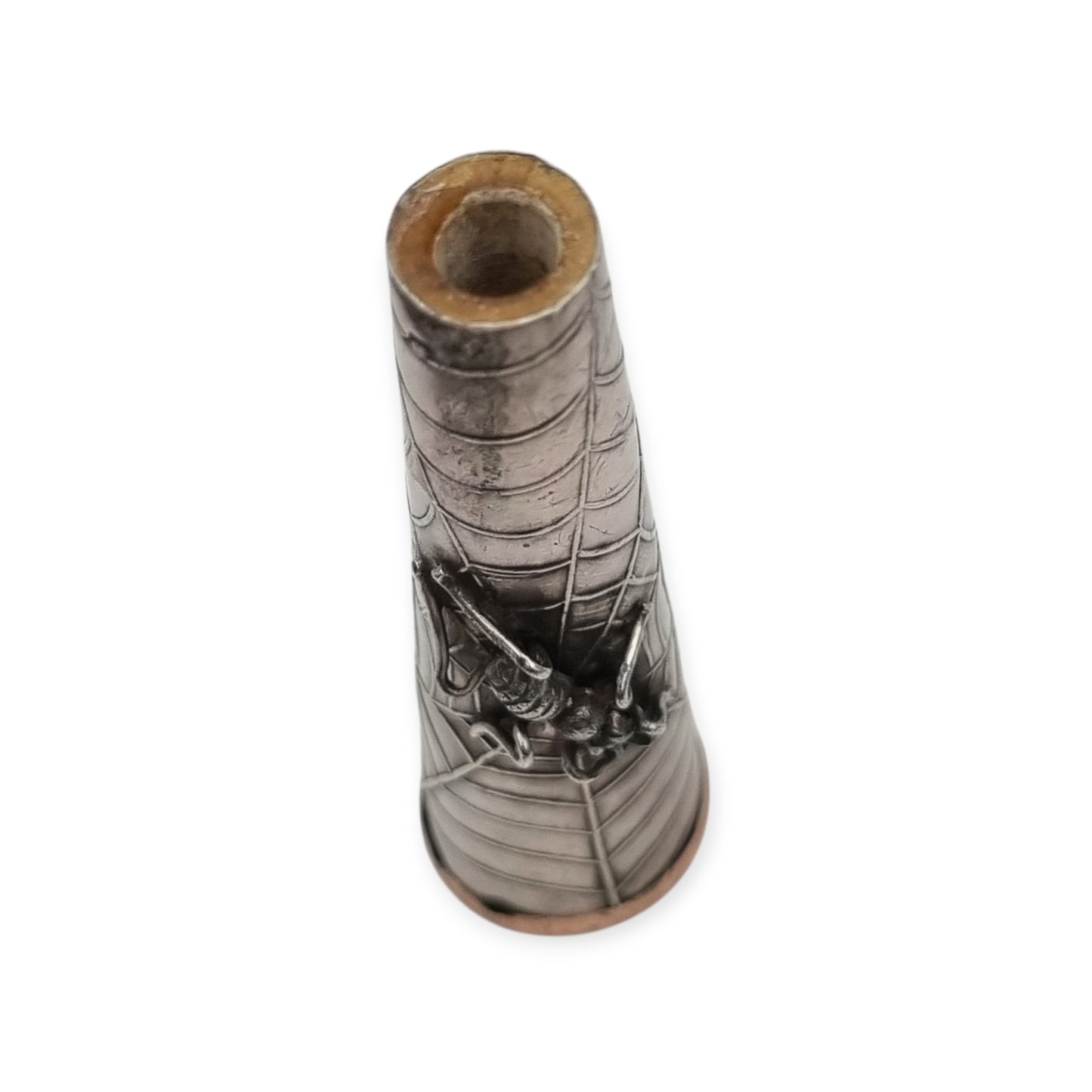 Boquilla antigua de plata Art Déco Vamp con araña y abeja, femme fatale 1920
