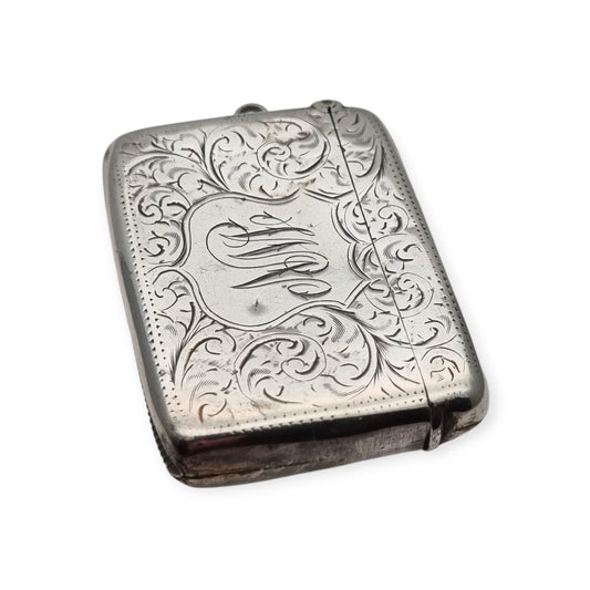 Antique Edwardian Silver Vesta Case Birmingham 1905, W.H William M Hayes
