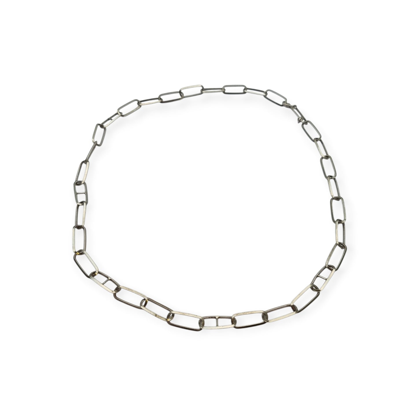 Italian 925 sterling silver chain with rectangular geometric links 1970-80