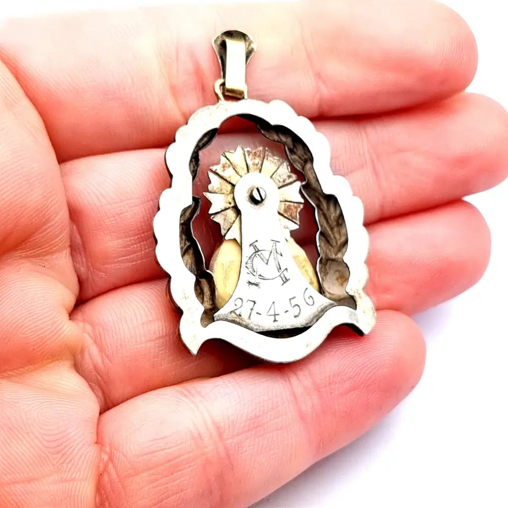 Medallas y colgantes religiosos art déco antiguos joyas de plata oro.