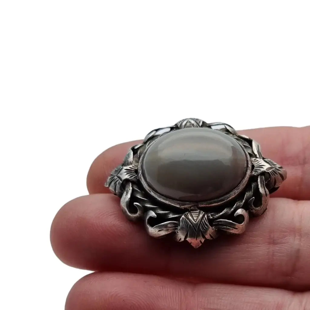 Broche de plata art deco pin ágata estilo deco. Sxx regalos.