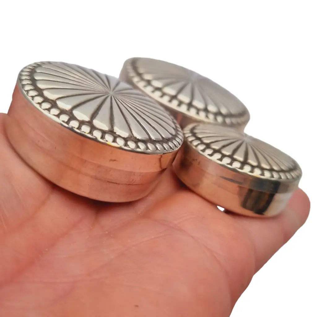 Conjunto de tres cajas redondas plata 925 diferentes tamaños,