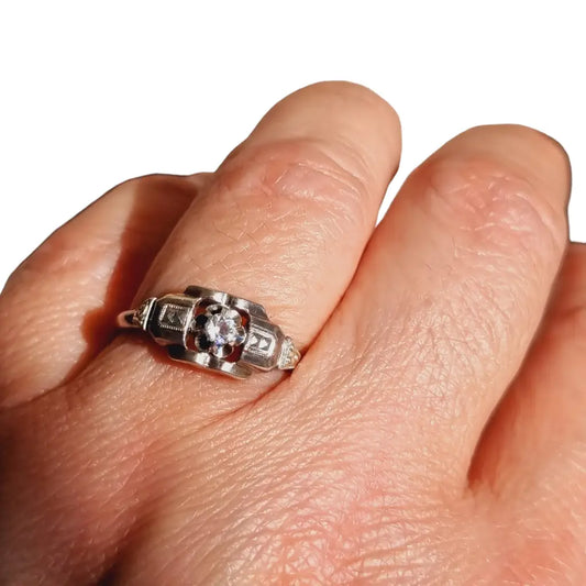 Anillo antiguo de plata art déco joyería francesa años 30 - 40 regalos