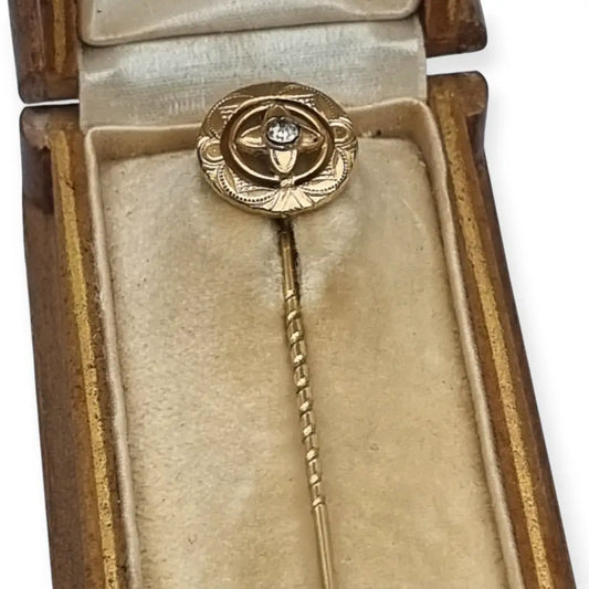 Alfiler de corbata belle Epoque en su caja original Barcelona 1900-1910.