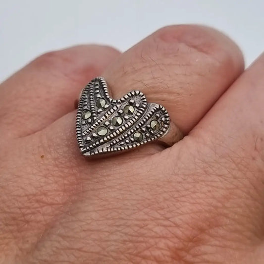 Anillo art déco de plata anillo ley marcasitas joyería