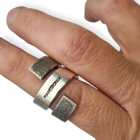 Anillo de plata 925 Pianegonda joyería italiana estilo vanguardista