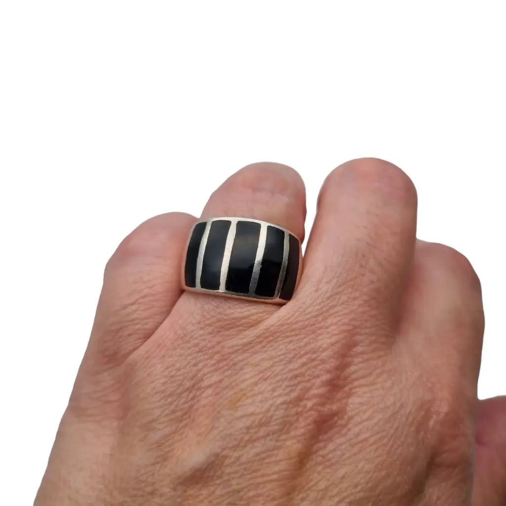 Anillo de plata y ónix para mujer joyería vintage con piedra negra regalos.