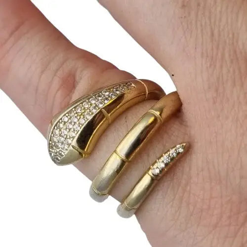 Anillo de serpiente plata ley boho dorada joyería vintage.