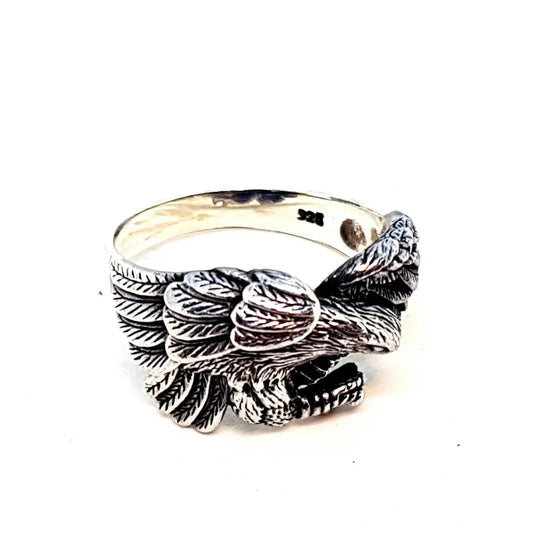 Anillo vintage águila plata 925. Tamaño 11 3/4 EE. UU. Punk-Rock-Heavy-Motor.