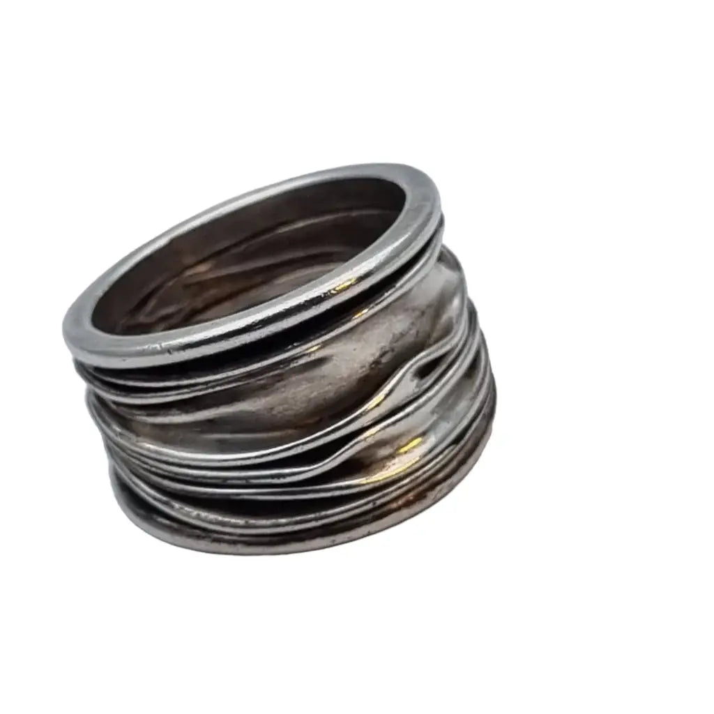 Anillo vintage de plata para mujer diseño efecto arrugado Joyería antigua