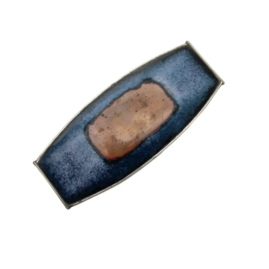 Bandeja de servicio pequeña en plata ley y esmalte verde flores animales.