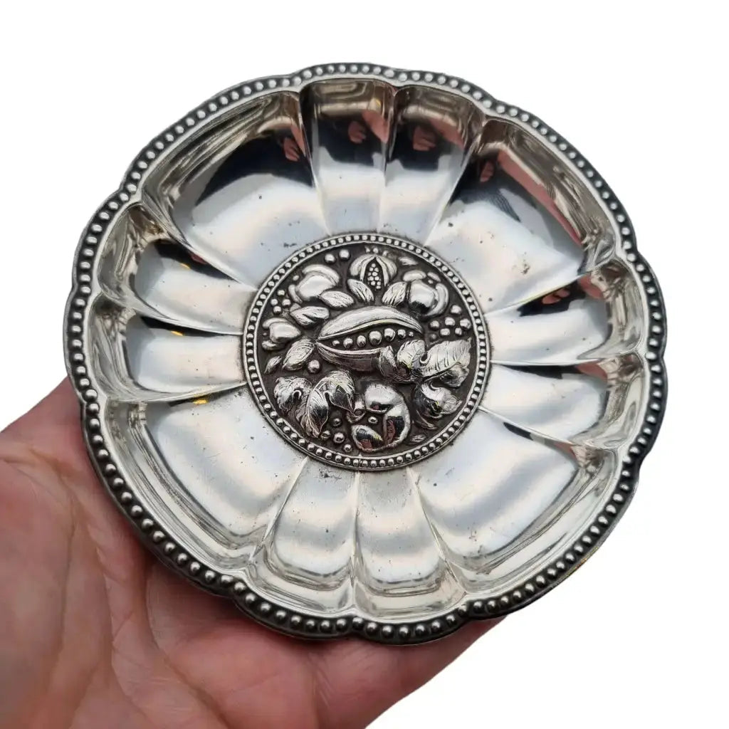 Bandeja de servir con patas en plata ley vajilla pequeña floral regalos.