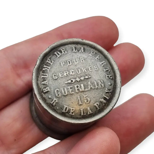 “Baume de la Ferté” Contenedor ungüento peltre Guerlain FRANCIA 1880