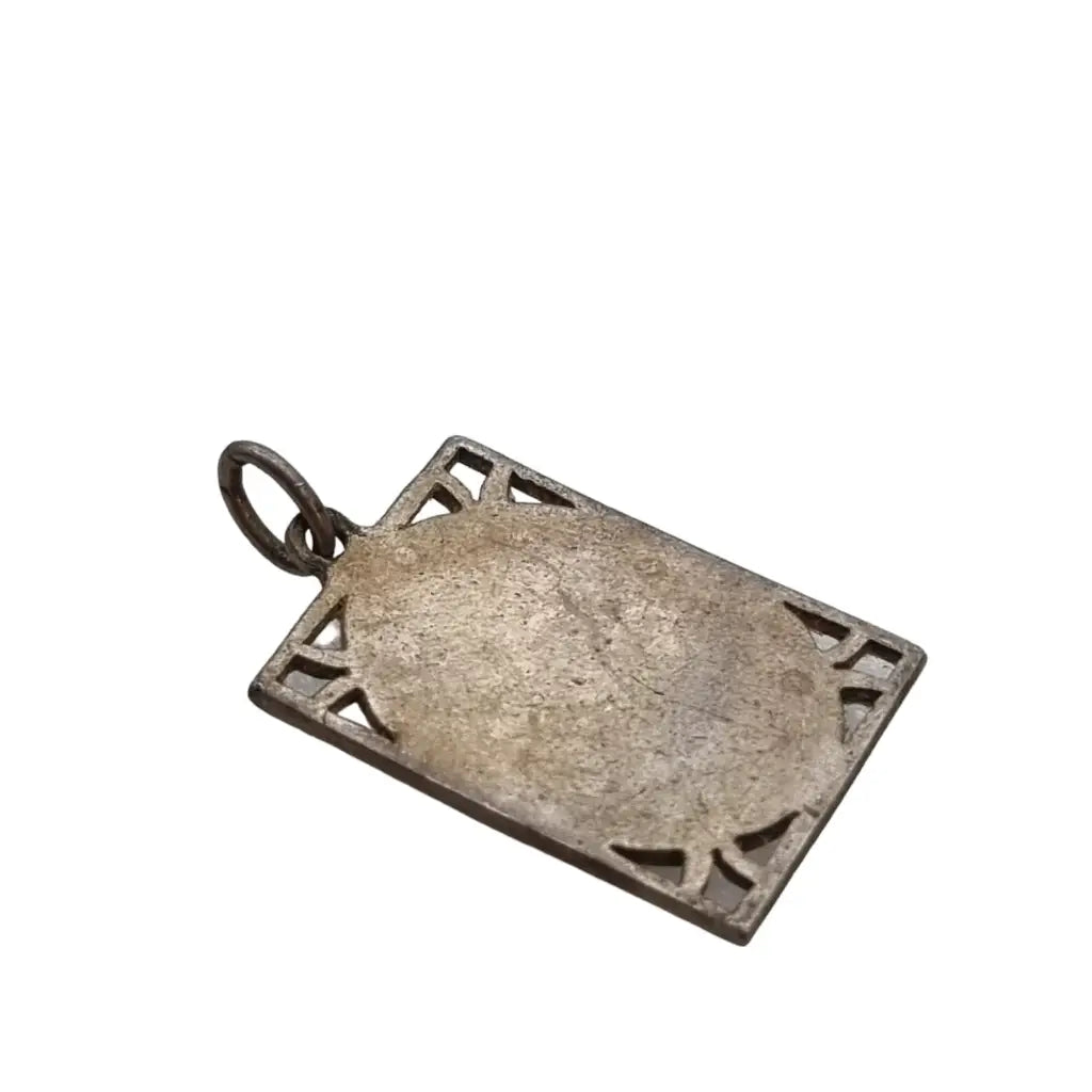 Colgante virgen religiosa esmalte azul medalla rectangular regalo.