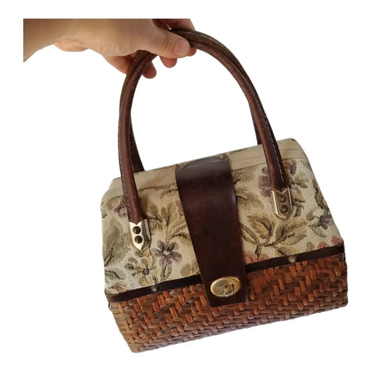 Bolso bowling de paja bolso vintage tejido tapizado