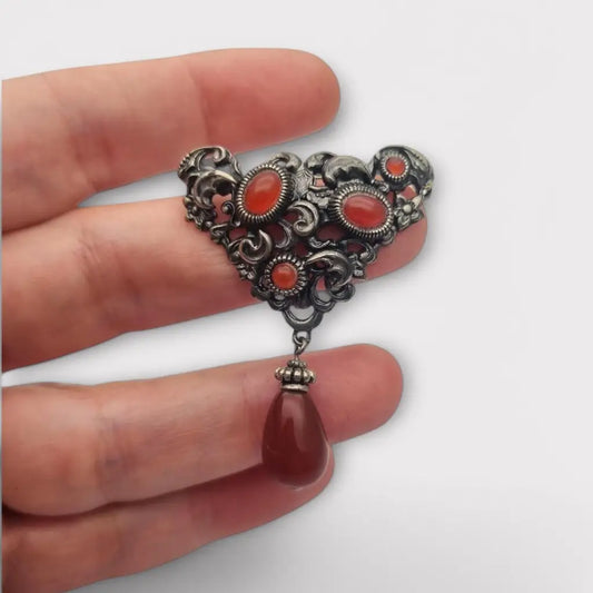 Broche de cuello mujer antiguo estilo barroco vintage con piedras