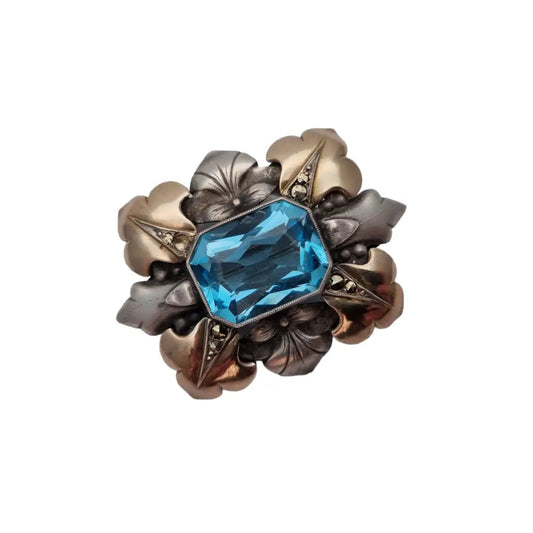 Broche art deco vintage boda de joyería azul regalo para la novia