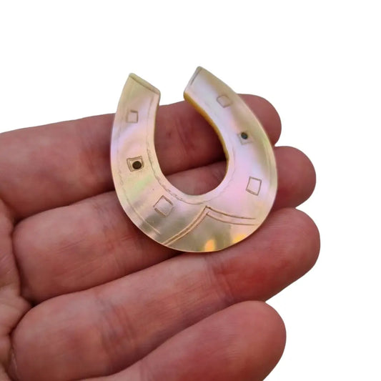 Broche de herradura nácar vintage pin la suerte joyas antiguas y vintage.