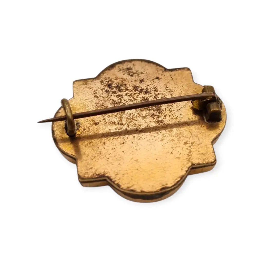 Broche italiano antiguo en micromosaico floral tonos azules circa 1930.