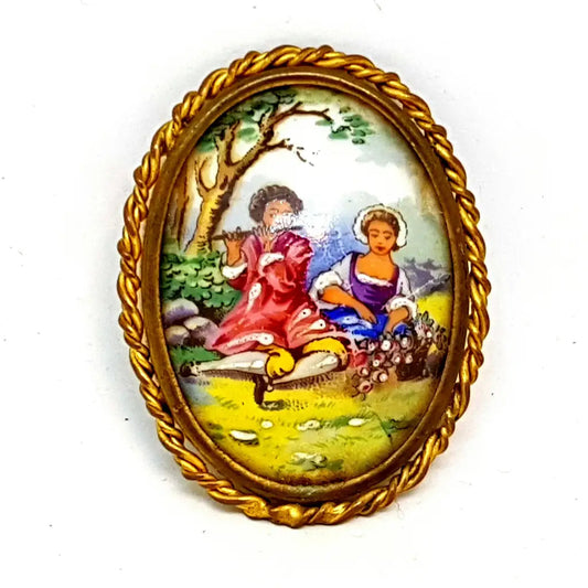 Broche de Limoges vintage pin francés porcelana Francia