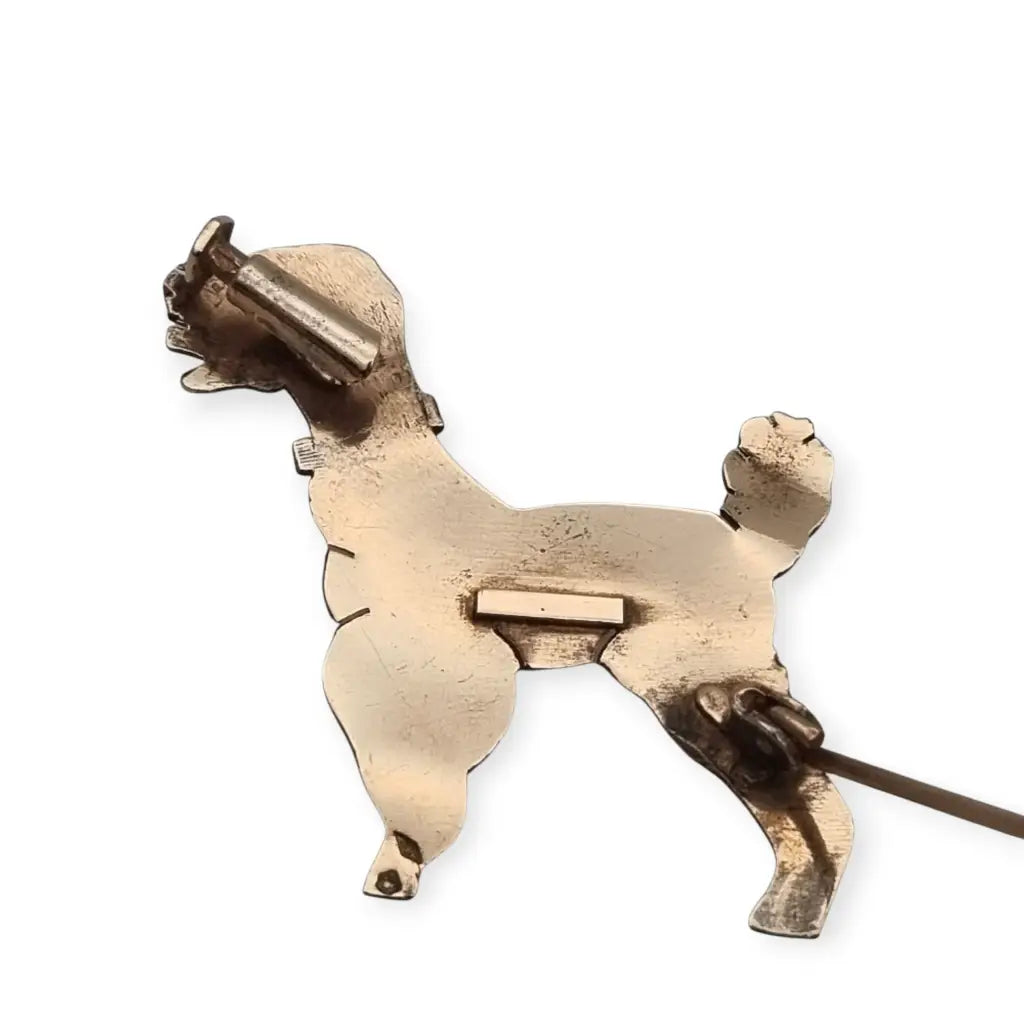 Broche de perro Art Déco en plata dorada 1940-1950 joyería antigua animales.