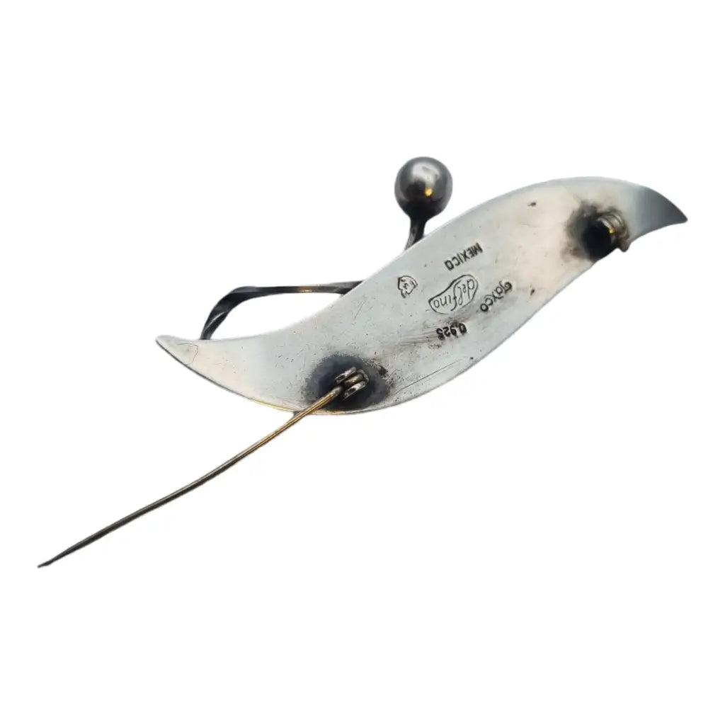 Broche de plata delfino mexico solapa pin art nouveau.