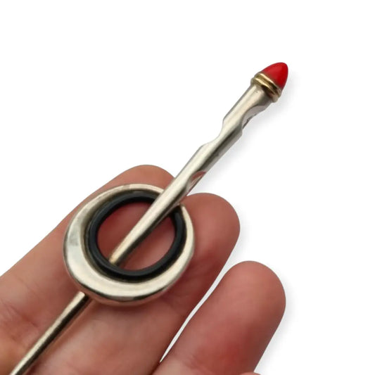 Broche de plata Puig Doria Barcelona alfiler capa con detalles en negro