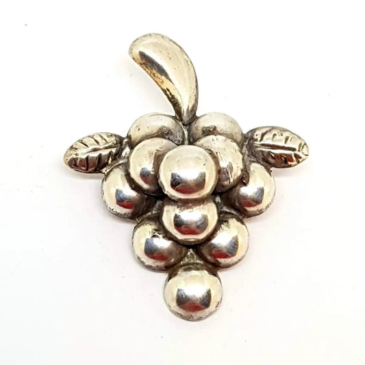 Broche racimo de uvas alfiler plata Vintage Circa XX joyería antigua