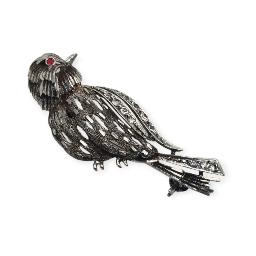 Broche vintage de pájaro plata. Años 50-60. Estilo Hollywood Regency