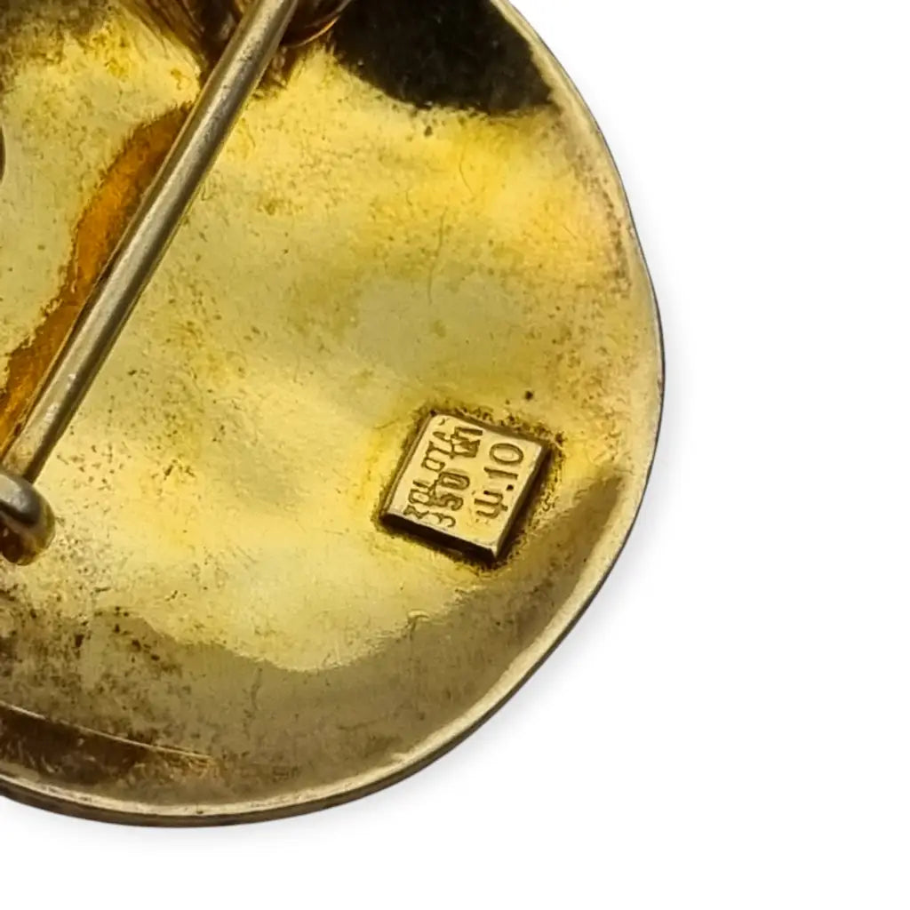 Broche Zolotas vintage plata 950 bañada en oro diseño griego clásico.