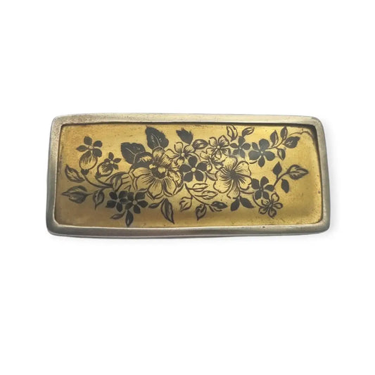 Broche floral porcelana rosenthal alemania plata 800 para coleccionistas.