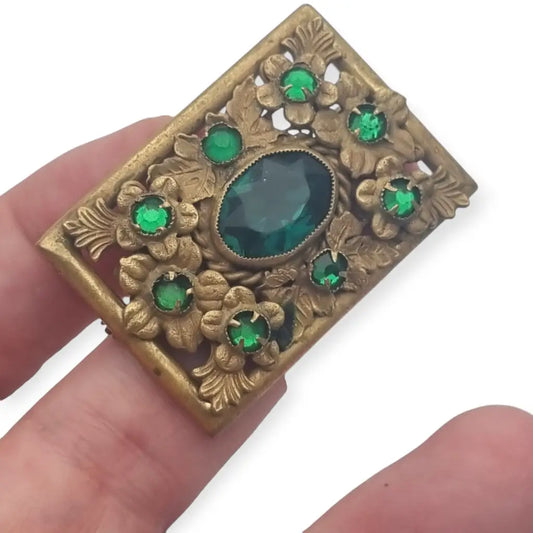 Broche floral modernista antiguo made in czechoslovakia no. 187 firmado 1930.