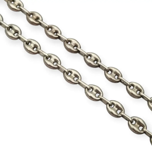 Cadena vintage de plata eslabón calado estilo ancla cierre mosquetón marcada