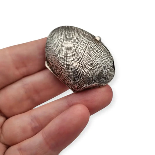 Caja antigua en forma de almeja plata 800 pieza colección siglo XX.