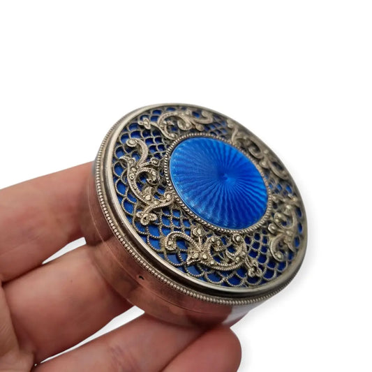 Caja de plata y guilloché sello Minerva francés EG&Cie (Eugène Gilbert) 1910.