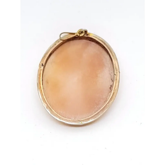 Cameo victoriano antiguo de concha tallada colgante y broche. SXX. Joyería
