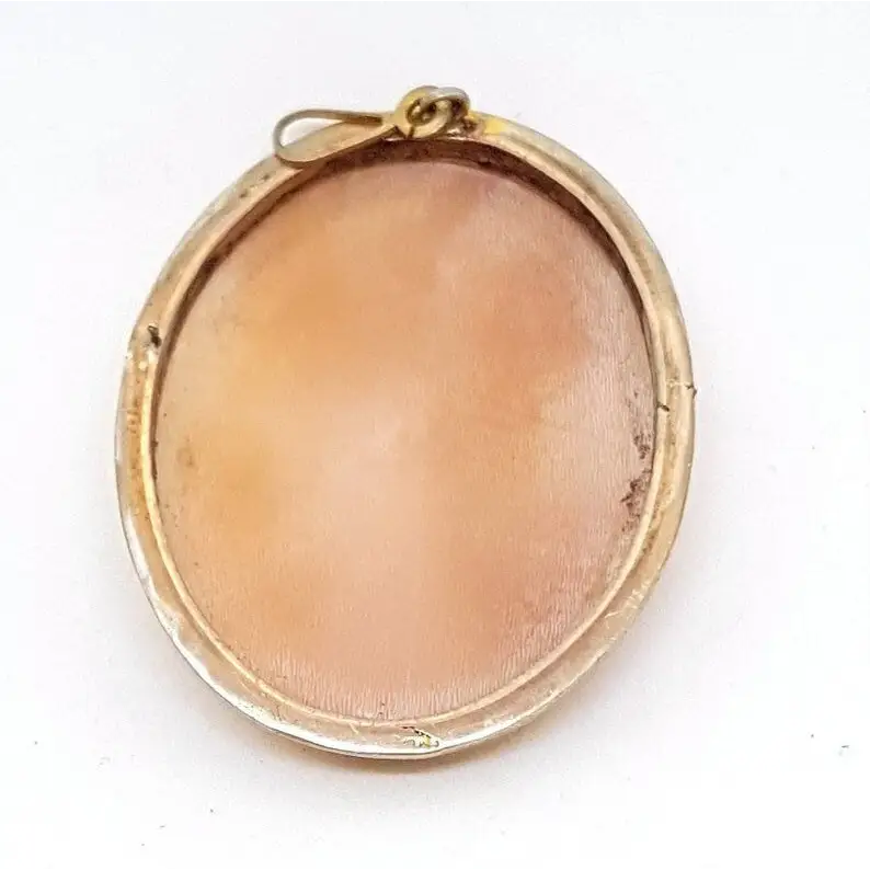 Cameo victoriano antiguo de concha tallada colgante y broche. Sxx. Joyería.