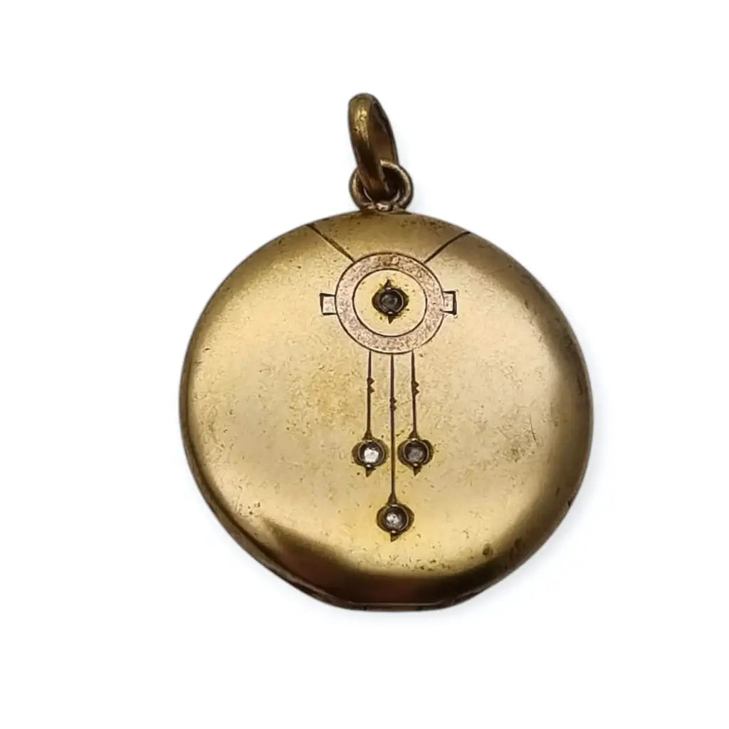 Colgante guardapelo redondo dorado Belle Epoque 1900. - LaBizarreSusu