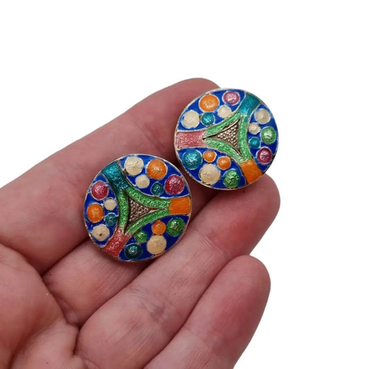 Conjunto de anillo y pendientes plata esmaltada