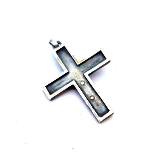 Cruz de plata cruz verde esmalte joyería religiosa