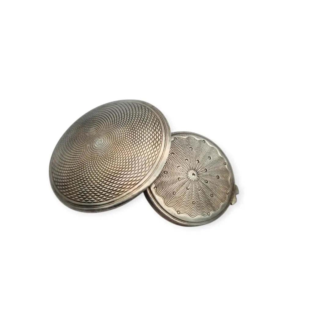 Estuche arte deco pequeño vintage para rubor grabado en plata años 20.